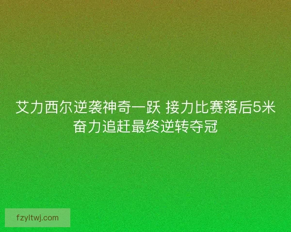 艾力西尔逆袭神奇一跃 接力比赛落后5米奋力追赶最终逆转夺冠