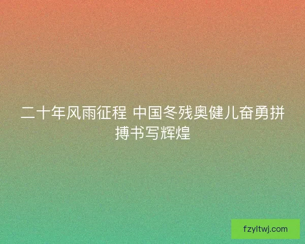 二十年风雨征程 中国冬残奥健儿奋勇拼搏书写辉煌