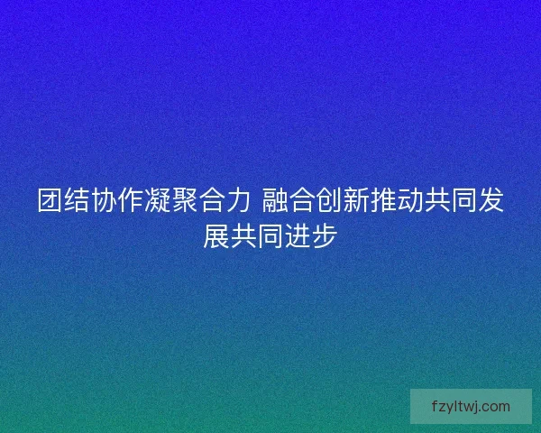 团结协作凝聚合力 融合创新推动共同发展共同进步