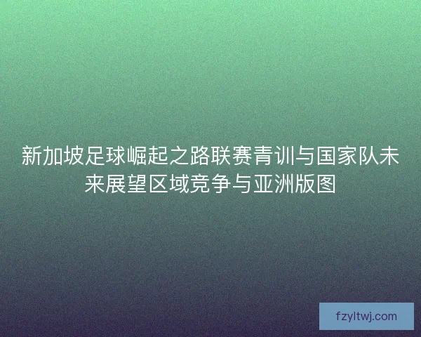 新加坡足球崛起之路联赛青训与国家队未来展望区域竞争与亚洲版图