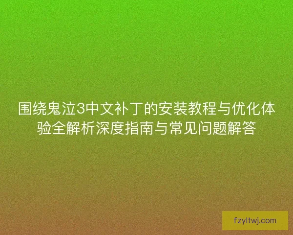 围绕鬼泣3中文补丁的安装教程与优化体验全解析深度指南与常见问题解答