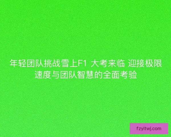 年轻团队挑战雪上F1 大考来临 迎接极限速度与团队智慧的全面考验